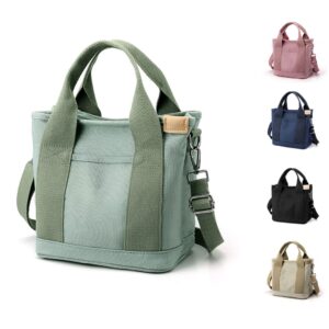 Women's canvas handbag Multi -capacity canvas bag Hobo Cross shoulder bag hand -grabbing wallet Green