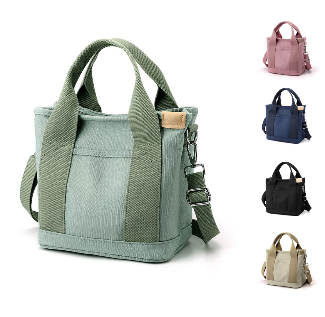 Women's canvas handbag Multi -capacity canvas bag Hobo Cross shoulder bag hand -grabbing wallet Green