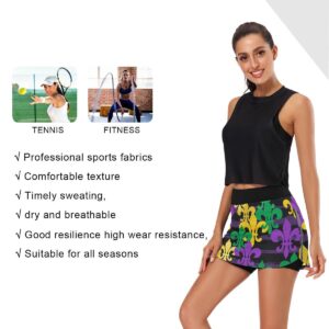 xigua Mardi Gras Women's Active Skirt with Pockets Shorts Lightweight Athletic Golf Skorts Skirts with Zipper Pocket