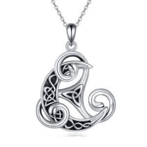 urone celtic knot necklace 925 sterling silver viking triskelion necklace celtic moon necklace triskele pendant celtic jewelry gifts for women (triskelion 2)