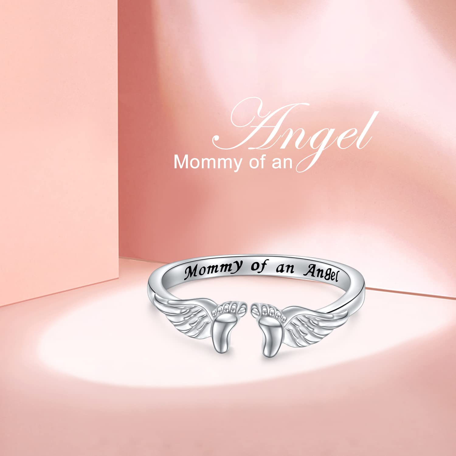 Miscarriage Gifts for Mothers 925 Sterling Silver Miscarriage Ring/Miscarriage Necklace Loss Mommy of an Angel Memorial Jewelry Sympathy Gift for Women Mother Mom Size 9