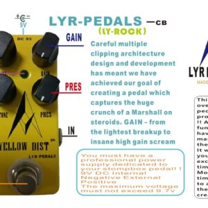 LYR PEDALS（LY-ROCK）,Guitar Mini Distortion Pedal, electric guitar classic effector pedal,yellow Mini Dist pedal