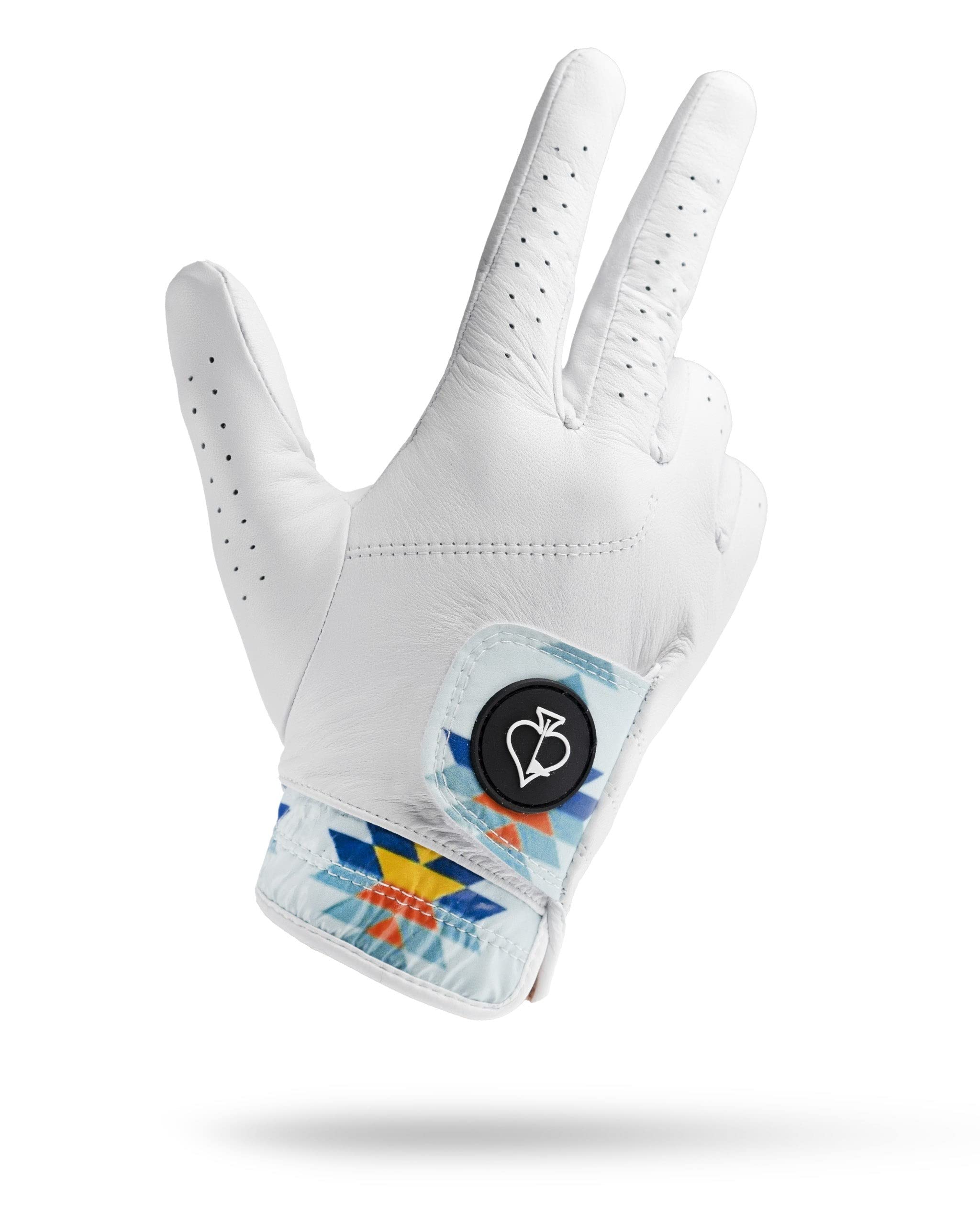 Pins & Aces - Southwest Sunset Golf Glove Design - Premium AAA Cabretta Leather, Long-Lasting Durable Tour Glove for Men or Women - Premium Leather Golf Glove Left & Right Hand - (X-Large, Right)