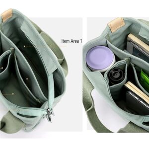 Women's canvas handbag Multi -capacity canvas bag Hobo Cross shoulder bag hand -grabbing wallet Green