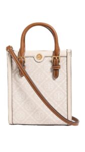 tory burch women's mini t monogram tote, ivory, off white, one size