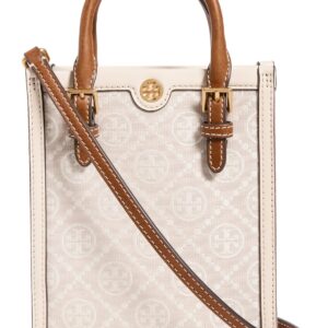 Tory Burch Women's Mini T Monogram Tote, Ivory, Off White, One Size