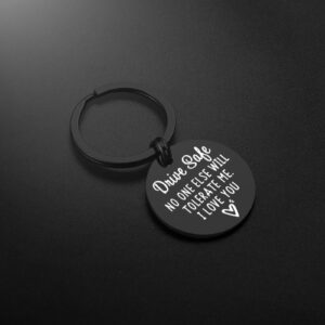 iJuqi Drive Safe Keychain Boyfriend Gifts - Valentine's Day Gifts for Him Men Funny New Driver Keyring Cute Boyfriend Husband Gifts from Girlfriend Wife