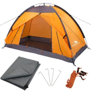 arctic lemmings waterproof single backpack tent with camping tarp, camping goods set for hiking, outdoor travel(orange)