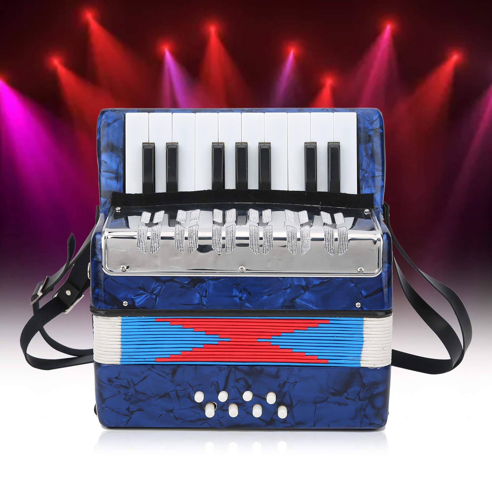 Vomeko Piano Accordion 17 Keys 8 Bass Beginner Accordion Instrument Hand Keyboard Rhythm Training Spring Instrument