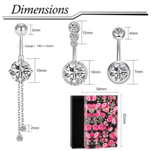 ONESING 4 Pcs 14G Belly Button Rings Belly Rings for Women with Gift Box Stainless Steel Navel Rings Belly Piercings Jewelry Belly Button Jewelry for Women Valentine's gift