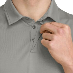 Men’s Polo Golf Shirt with Round Hem - Dry Fit 4-Way Stretch Fabric, Moisture Wicking, Anti-Odor & UPF50+. Side Split Hems Charcoal