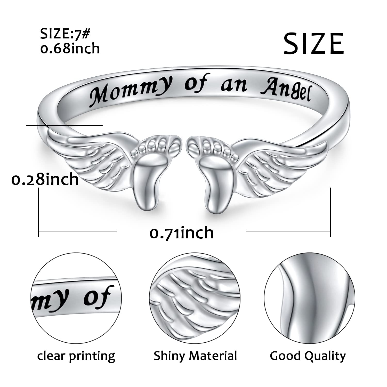 Miscarriage Gifts for Mothers 925 Sterling Silver Miscarriage Ring/Miscarriage Necklace Loss Mommy of an Angel Memorial Jewelry Sympathy Gift for Women Mother Mom Size 9