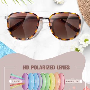 BIRCEN Women Sunglasses Polarized UV - Protection Womens Round Brown Trendy Aviator Sunglass BC2002