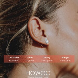 Howoo Moissanite Stud Earrings for Women White Gold Sterling Silver Earrings with Two Moissanite Diamond Gifts for Women