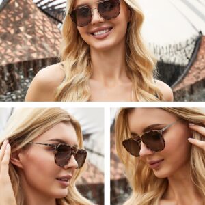 BIRCEN Women Sunglasses Polarized UV - Protection Womens Round Brown Trendy Aviator Sunglass BC2002