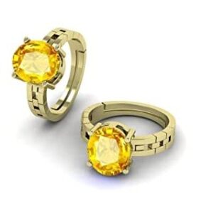 SirDaksh 3.25 Carat Original Yellow Sapphire Oval Cut Statement Gold Ring