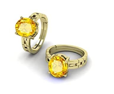 SirDaksh 3.25 Carat Original Yellow Sapphire Oval Cut Statement Gold Ring