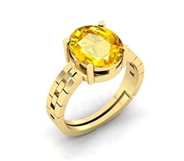 SirDaksh 3.25 Carat Original Yellow Sapphire Oval Cut Statement Gold Ring