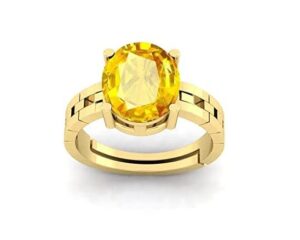 sirdaksh 3.25 carat original yellow sapphire oval cut statement gold ring