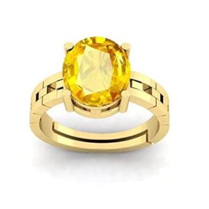 SirDaksh 3.25 Carat Original Yellow Sapphire Oval Cut Statement Gold Ring