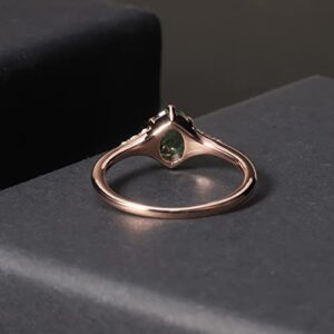 Engagement Rings Women Gifts Natural Oval Green Moss Agate Rose Gold Ring Sterling Silver women Gold Rings Moss Agate Jewelry(Size8)