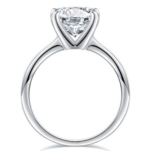 FACETS JEWELS Colorless VVS1 2.00 Carat Moissanite Diamond Engagement And Wedding Ring For Women In Solitaire Ring in - 10K Solid White Gold Size 6.5