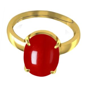 SirDaksh 6.25 Carat Natural Red Coral Panchdhatu Ring For Men And Women