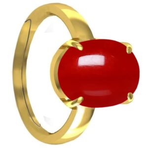 SirDaksh 6.25 Carat Natural Red Coral Panchdhatu Ring For Men And Women