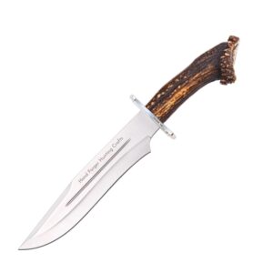 MAGNUM-26 Red Stag Seraphim Falls Movie Knife - Crown Antler Handle Hunting Bowie Knife with Leather Sheath