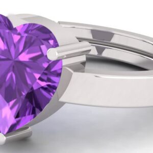 SirDaksh 5.25 Carat Purple Amethyst Heart Shape Adjuatable Silver Ring For Women