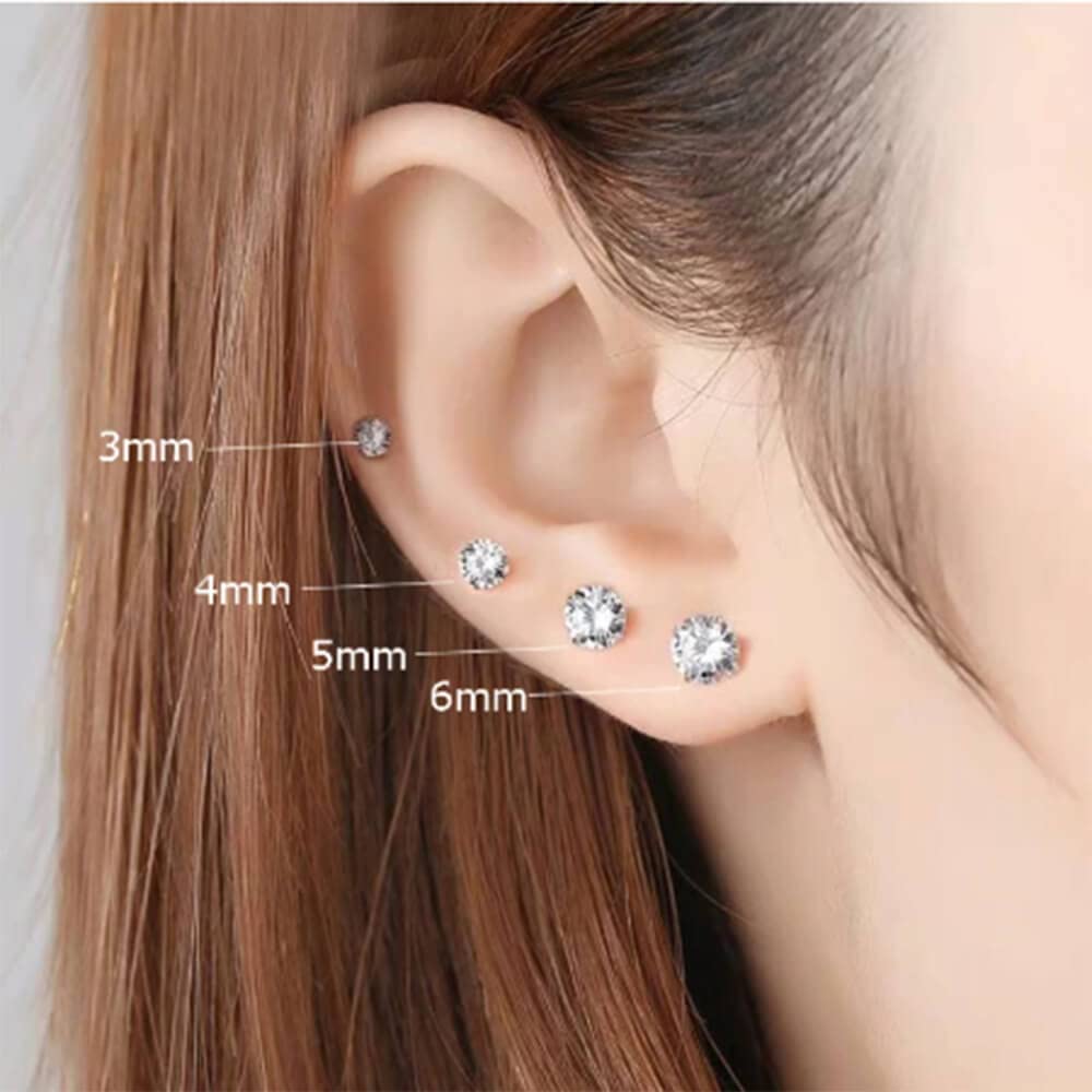 Minimalist Flat Screw Back Stud Earrings for Women,Safety Screw on Flatback CZ Earrings for Cartilage Helix Piercing Hypoallergenic (3mm CZ, Gold)