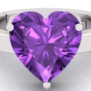 SirDaksh 5.25 Carat Purple Amethyst Heart Shape Adjuatable Silver Ring For Women