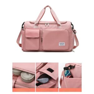 Aesthetic Pocket Cute Gym Bag for Women Sports Tote Travel Bags Carry On with Shoe Compartment for Weekender Tennis Baseball Yoga School