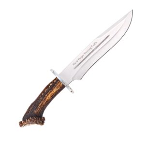 MAGNUM-26 Red Stag Seraphim Falls Movie Knife - Crown Antler Handle Hunting Bowie Knife with Leather Sheath