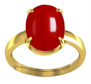 sirdaksh 6.25 carat natural red coral panchdhatu ring for men and women