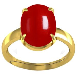 SirDaksh 6.25 Carat Natural Red Coral Panchdhatu Ring For Men And Women