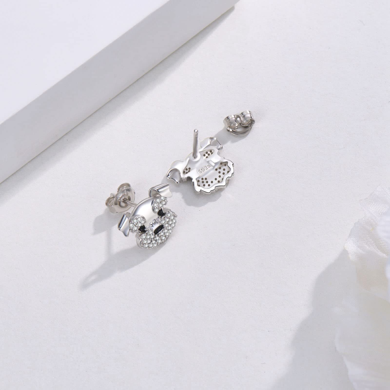 Schnauzer Stud Earrings 925 Sterling Silver Terrier Dog Puppy Pet Earrings Schnauzer Jewelry Gifts for women