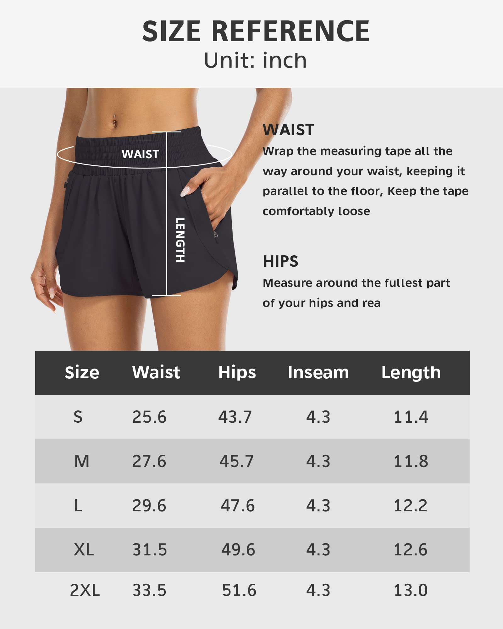 YEZII Athletic Shorts for Women with Pockets High Waist Running Workout Shorts Gym Yoga White Summer Shorts Black-L