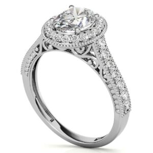 Kiara Gems 5.15 Carat Oval Diamond Moissanite Engagement Ring Wedding Ring Eternity Band Vintage Solitaire Halo Hidden Prong Setting Silver Jewelry Anniversary Promise Ring Gift (7)