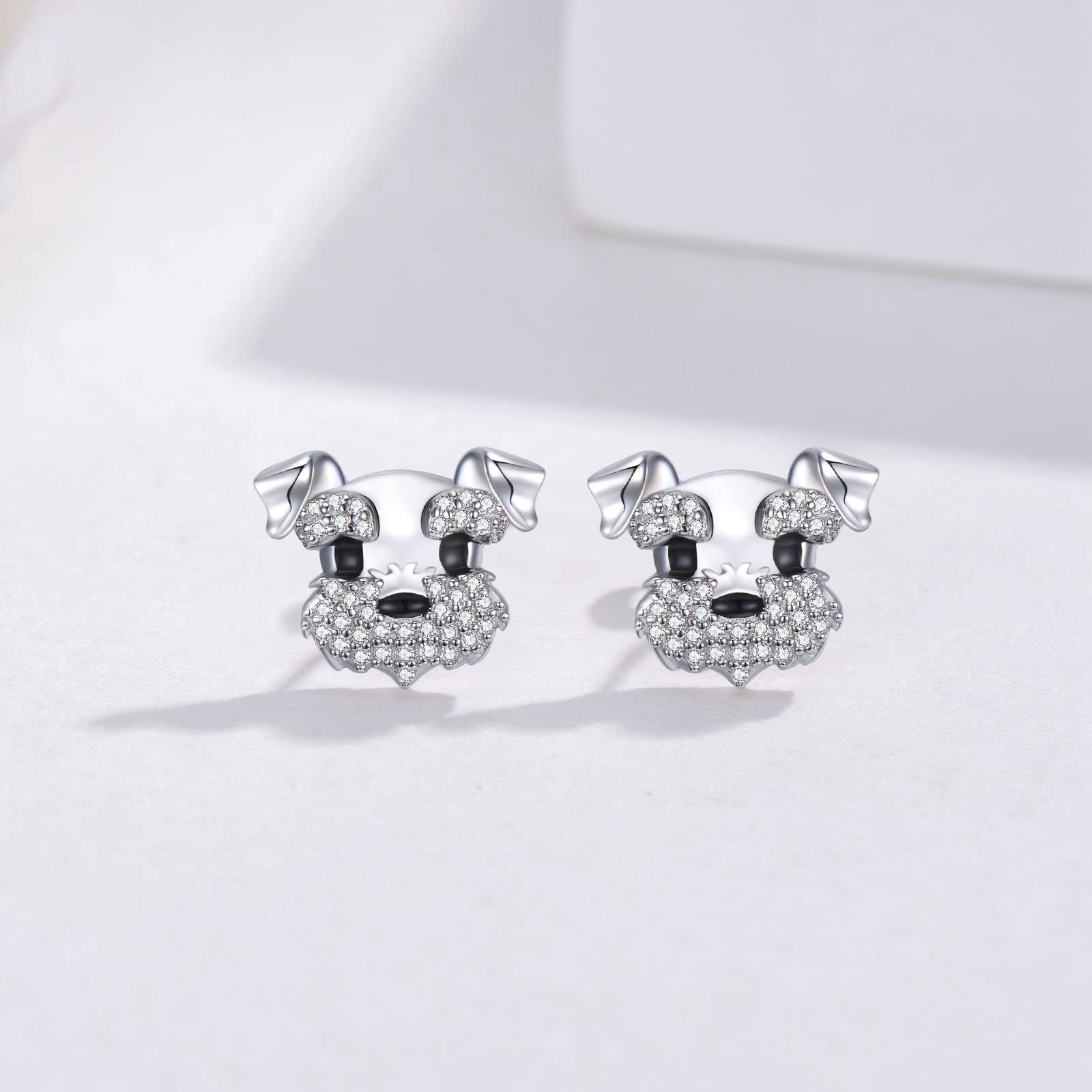 Schnauzer Stud Earrings 925 Sterling Silver Terrier Dog Puppy Pet Earrings Schnauzer Jewelry Gifts for women