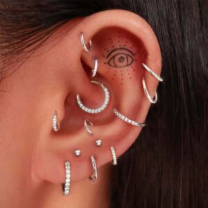 Jstyle 6Pcs Septum Rings 16G 18G Surgical Steel Nose Rings Hoop for Women Cartilage Hoop Earring Clicker Septum Jewelry Opal Hinged Nose Ring Lip Helix Daith Rook Tragus Nose Piercing Jewelry 18G 10mm