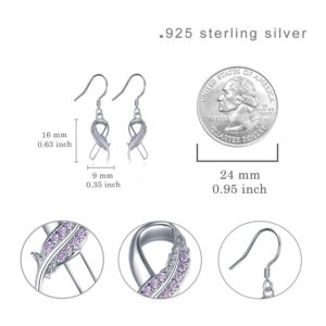 Breast Cancer Awareness Earrings 925 Sterling Silver Pink Ribbon Earrings Breast Cancer Survivor Jewelry Gifts for Women