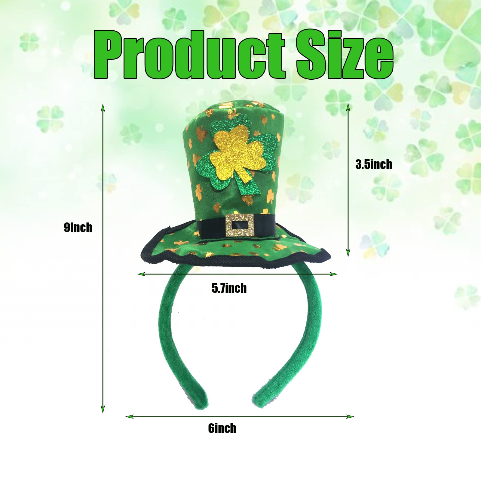 eyigylyo St. Patrick's Day Top Hat Headband with Shamrock Green Sunglasses, Irish Green Shamrock Mini Hat Dress Up Hair Costume Accessories Leprechaun Hat for Women and Children