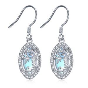 tree of life earrings 925 sterling silver moonstone tree of life dangle drop earrings for women tree of life jewelry gifts