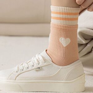 muyiJIA 5 / 10 / 20 / 40 / 60 Pairs Women Cute Heart Combed Cotton Socks Knit Soft Ankle Socks Stylish Crew Socks Girls (5 Pairs Combo)