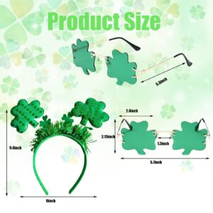 eyigylyo St. Patrick's Day Shamrock Headband with Shamrock Glasses Set, Irish Shamrock Hairband Green Clover Boppers Headwear for Women Girls Kids St. Patrick's Day Costume Accessories