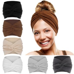 yonuf wide headbands for women extra large headband twisted knot head bands for women's hair band turban accessories 6 pack