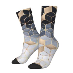 aowula gradient black grey cubes socks for men/women gift novelty crew funny crazy tube socks