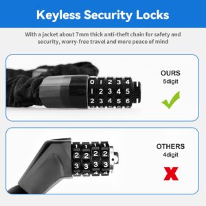 Bike Chain Lock, Bike Locks Heavy Duty Anti Theft with 5 Digit Combination Code, 3.2 feet Long Resettable Bike Locks for Bicycles/Motorcycles/Scooters/Gates (Black)