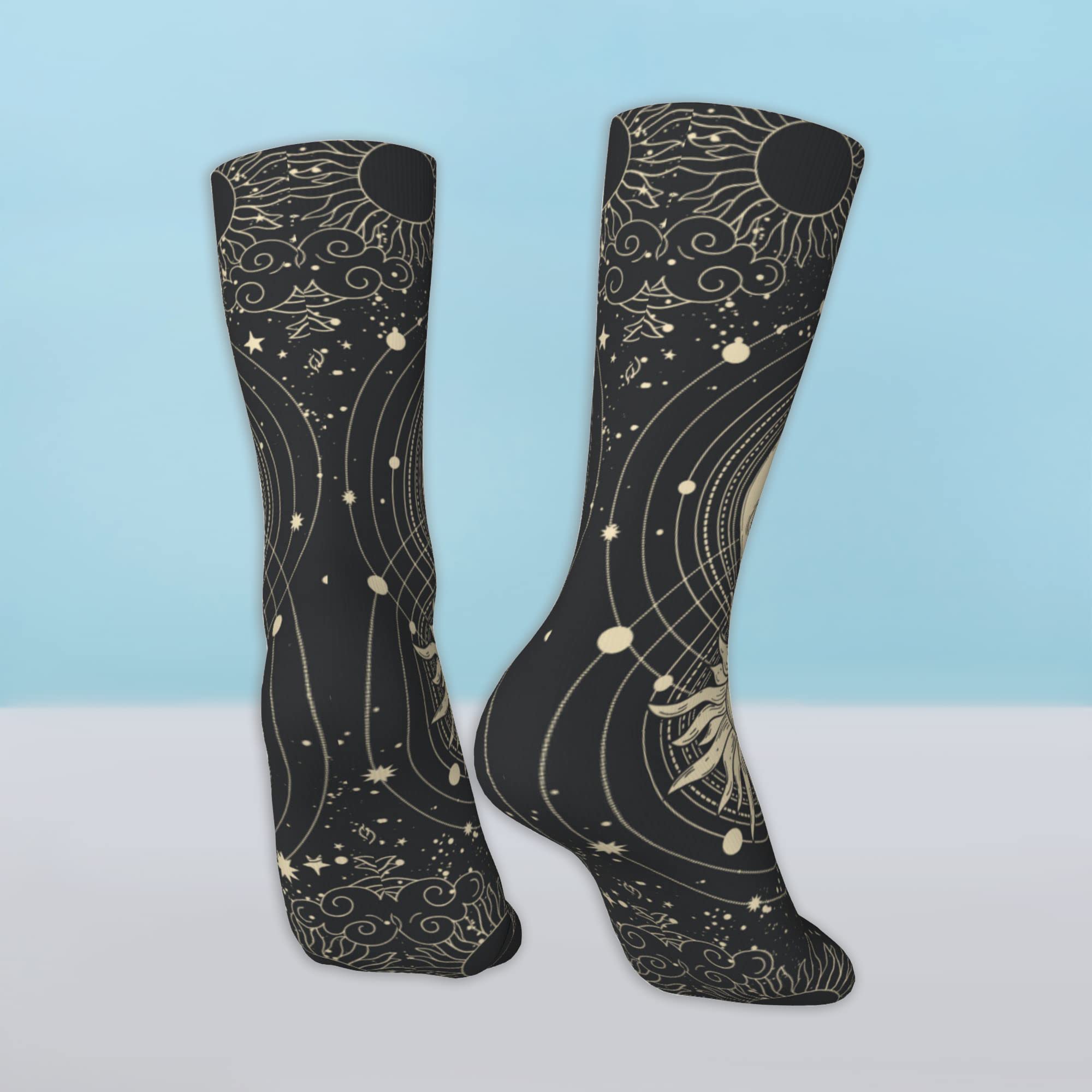 AOWULA Moon and Sun Socks for Men/Women Gift Novelty Crew Funny Crazy Tube Socks